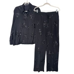 Zara Black Sequined Set In Size Medium